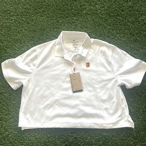 Nike Cropped Polo Shirt Dri-Fit white  Women's Medium NWT